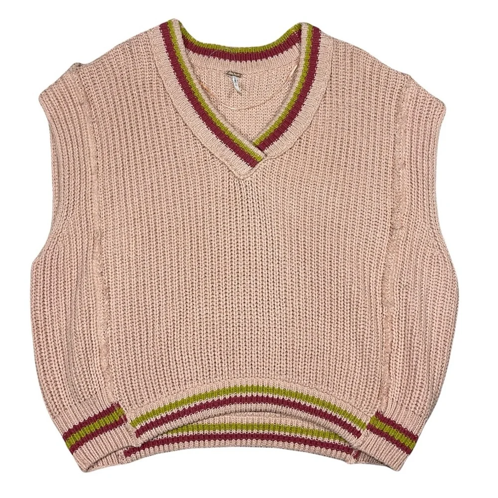NEW Free People Slouchy Sweater Oversized Tunic Mini V-Neck Cotton Blend Pink XS - Picture 5 of 16